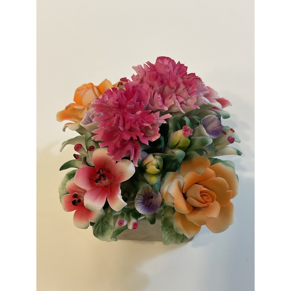 Porcelain Square Flower Pot with Vibrant Porcelain Flowers - Picture 6 of 11